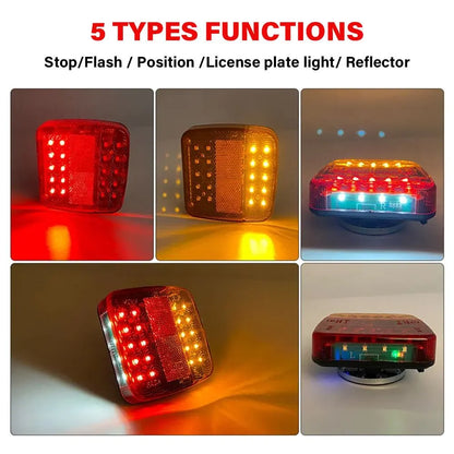 2x Trailer Lights LED Tail Wireless Magnetic Stop Truck Indicator C - Image 2