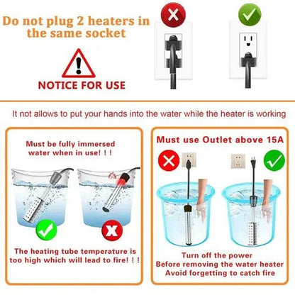 Portable Electric Immersion Water Heater Boiler &Thermostat Auto Shut off 2500W - Image 9