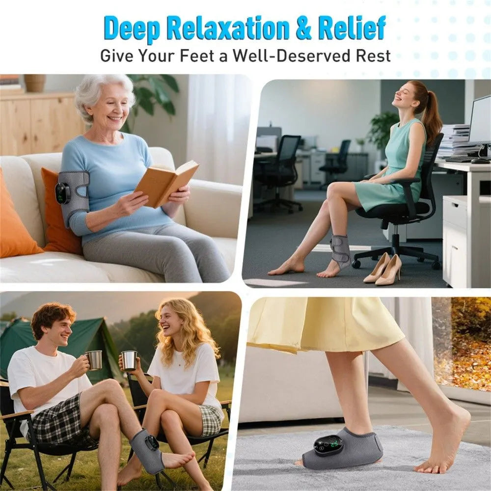 GRAY Cordless Ankle Heating Pad, Foot and Ankle Massager with Heat Foot Renew Triple  - Image 5