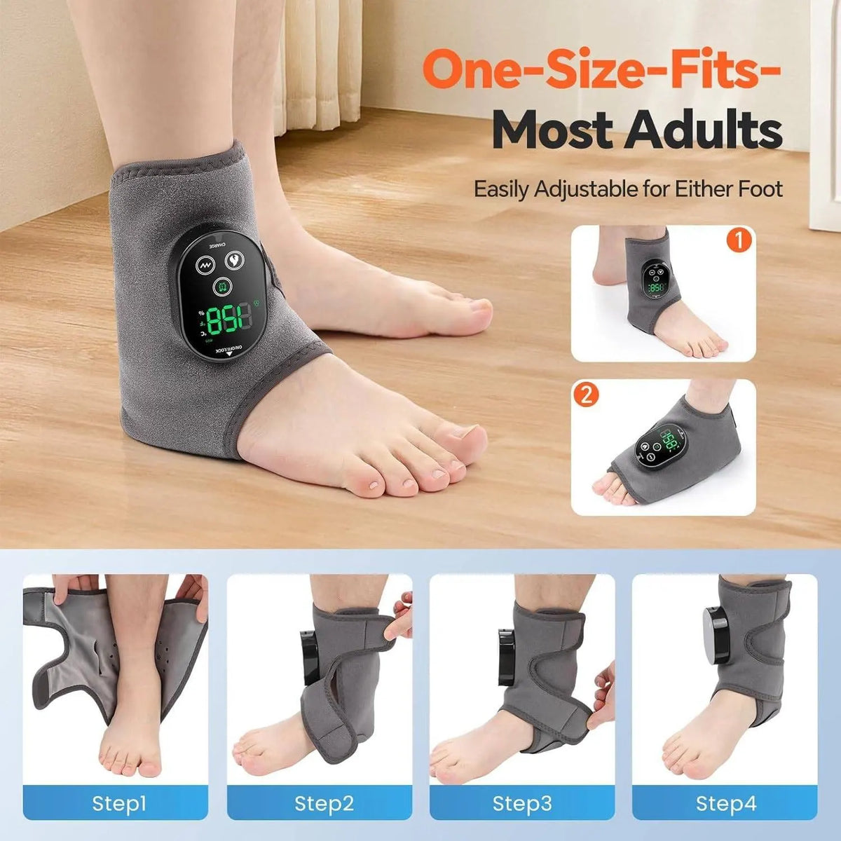 GRAY Cordless Ankle Heating Pad, Foot and Ankle Massager with Heat Foot Renew Triple  - Image 7