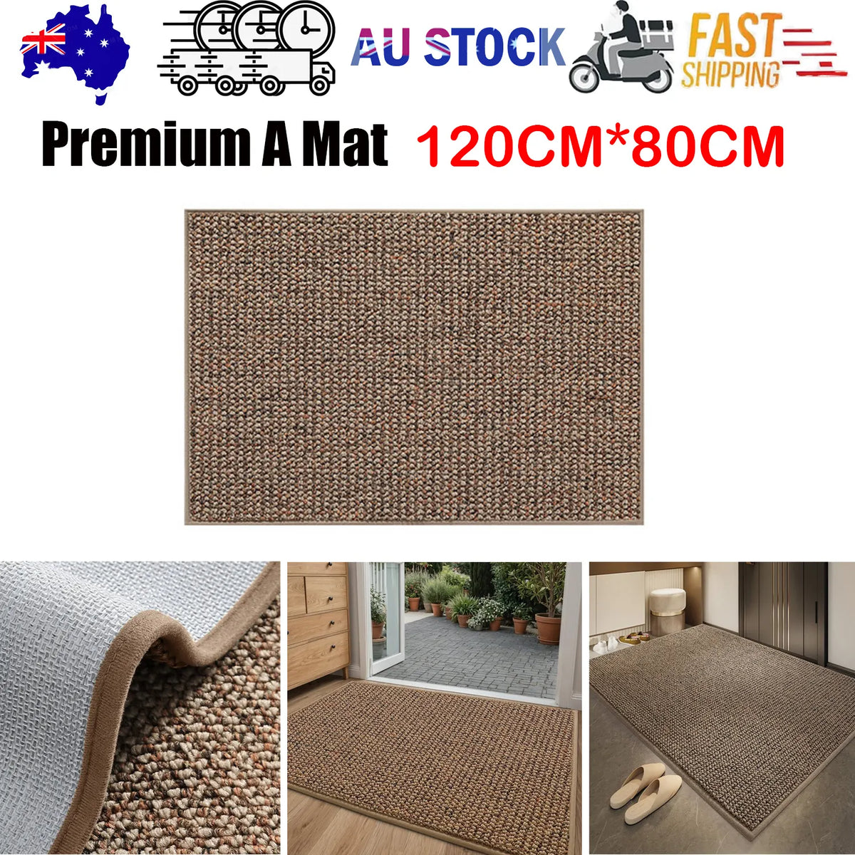 Premium Entrance Door Carpet 120x80cm Sole Cleaning Mats Sand and Dust Removal Washable