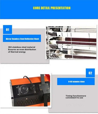 1200W Shortwave Infrared Paint curing Lamp Spray Painting Solary Baking Dryer - Image 7