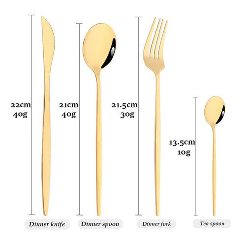 24pc Elegant Stainless Steel Gold Flatware Set Classic Knife Fork Spoon Gift Set - Image 5