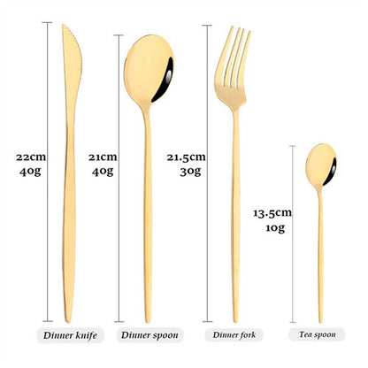 24pc Elegant Stainless Steel Gold Flatware Set Classic Knife Fork Spoon Gift Set - Image 5