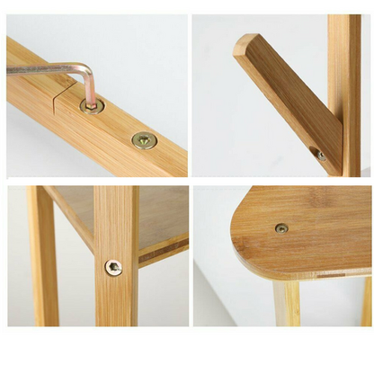 Clothes Garment Coat Rack Stand Bamboo Hanger Bag Hat Hook Holder Tree Shelf AU - Image 7