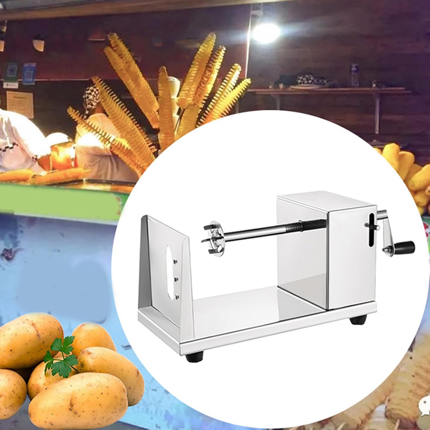 Potato Twister Tornado Slicer Cutter Stainless Steel Vegetable Spiral Machine - Image 4