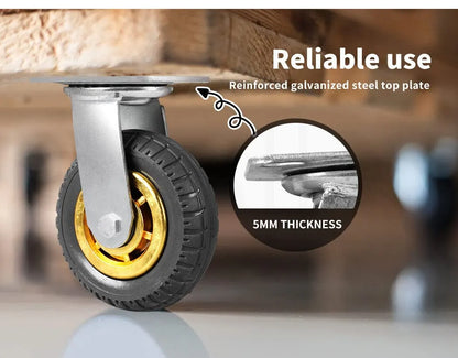 4X 6" / 150mm Heavy Duty Swivel Caster Wheels Castor 1000KG Load,2 with Brakes - Image 3