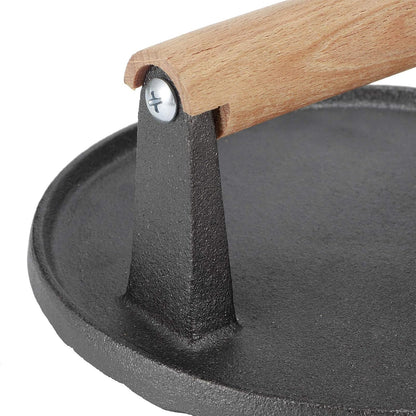 7" Heavy Duty Burger Press W/ Solid Wood Handle for Meat Smasher Hamburger Steak - Image 3