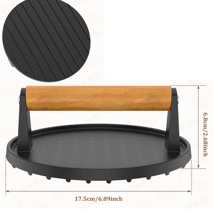 7" Heavy Duty Burger Press W/ Solid Wood Handle for Meat Smasher Hamburger Steak - Image 8