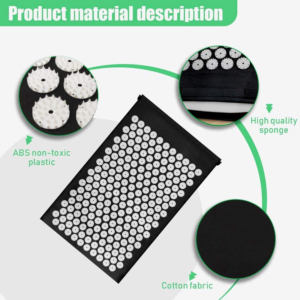 Black Massage Acupressure Mat Yoga Sit Lying Mats Pain Stress Soreness Relax AU NEW - Image 2