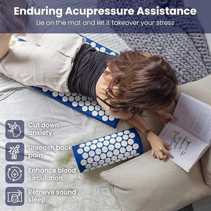 Blue Massage Acupressure Mat Yoga Sit Lying Mats Pain Stress Soreness Relax AU NEW - Image 2