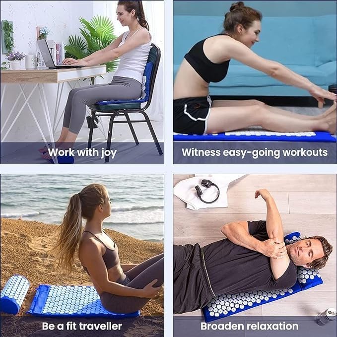 Blue Massage Acupressure Mat Yoga Sit Lying Mats Pain Stress Soreness Relax AU NEW - Image 4