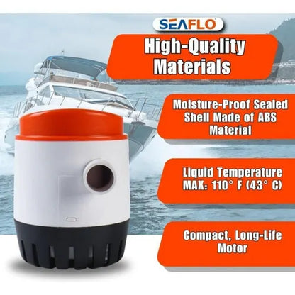 SEAFLO 12V 1100GPH Automatic Bilge Pump Marine Boat Auto Submersible Pump - Image 2