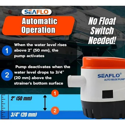 SEAFLO 12V 1100GPH Automatic Bilge Pump Marine Boat Auto Submersible Pump - Image 9