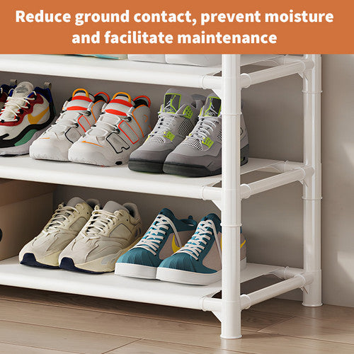 Shoe Rack Storage Cabinet Coat Hat Stand Metal Shelves 12 Pairs White 60CM - Image 2