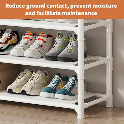 Shoe Rack Storage Cabinet Coat Hat Stand Metal Shelves 12 Pairs White 60CM - Image 2