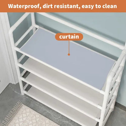 Shoe Rack Storage Cabinet Coat Hat Stand Metal Shelves 12 Pairs White 60CM - Image 3