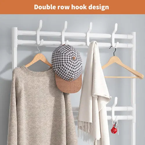 Shoe Rack Storage Cabinet Coat Hat Stand Metal Shelves 12 Pairs White 60CM - Image 6