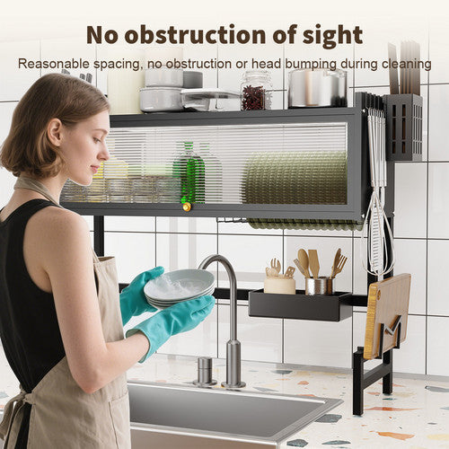 85CM Over The Sink Dish Drying Rack Carbon Steel Space Saving Above for Kitchen - Image 2