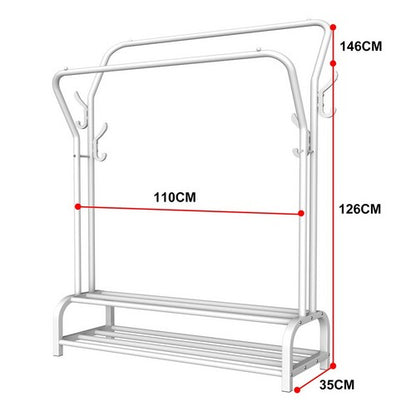 White Heavy Duty Metal Double Clothes Rail Rack Garment Hanging Shoe Storage Shelf AU - Image 4