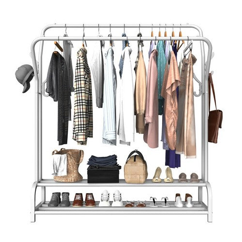 White Heavy Duty Metal Double Clothes Rail Rack Garment Hanging Shoe Storage Shelf AU - Image 5