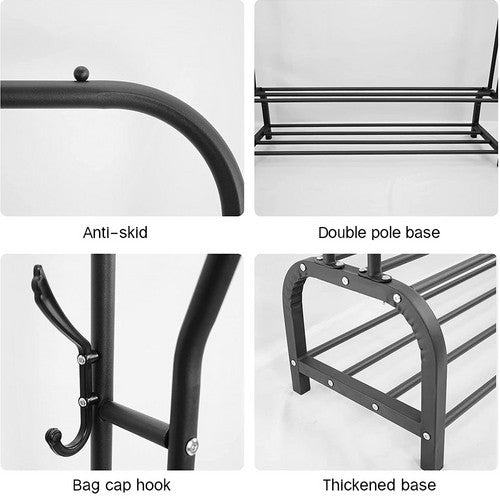Black Heavy Duty Metal Double Clothes Rail Rack Garment Hanging Shoe Storage Shelf AU - Image 5