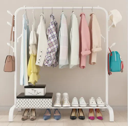 White Heavy Duty Clothes Rail Rack Hanging Garment Display Stand Shoe Storage Shelf - Image 3