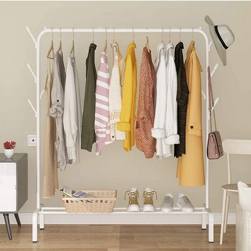 White Heavy Duty Clothes Rail Rack Hanging Garment Display Stand Shoe Storage Shelf - Image 4