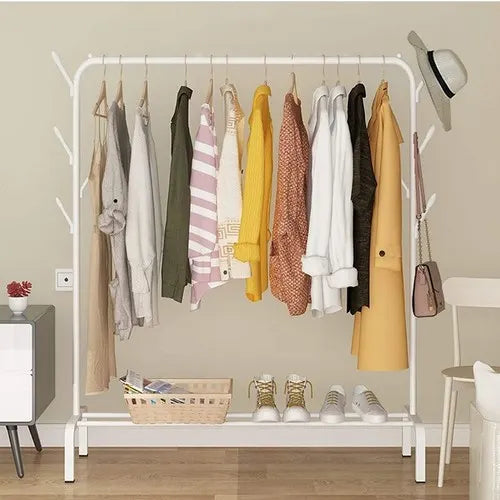 White Heavy Duty Clothes Rail Rack Hanging Garment Display Stand Shoe Storage Shelf - Image 4