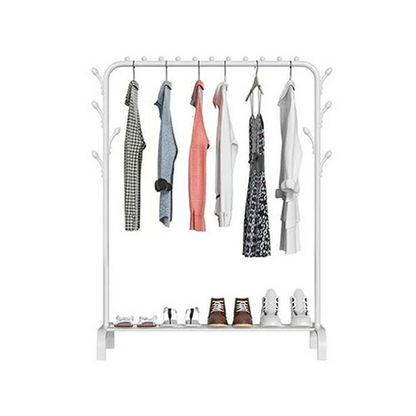 White Heavy Duty Clothes Rail Rack Hanging Garment Display Stand Shoe Storage Shelf - Image 5