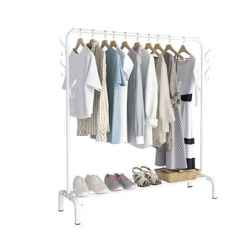 White Heavy Duty Clothes Rail Rack Hanging Garment Display Stand Shoe Storage Shelf - Image 6