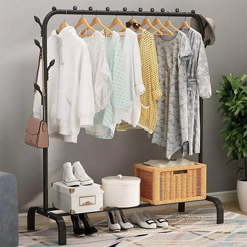 Black Heavy Duty Clothes Rail Rack Hanging Garment Display Stand Shoe Storage Shelf - Image 3
