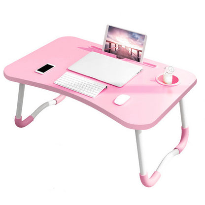 PINK Laptop Stand Table Foldable Desk Computer Study Bed Adjustable Cup Slot Tray - Image 3