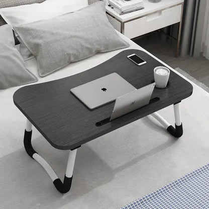Black Laptop Stand Table Foldable Desk Computer Study Bed Adjustable Cup Slot Tray - Image 7