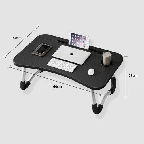 Black Laptop Stand Table Foldable Desk Computer Study Bed Adjustable Cup Slot Tray - Image 8