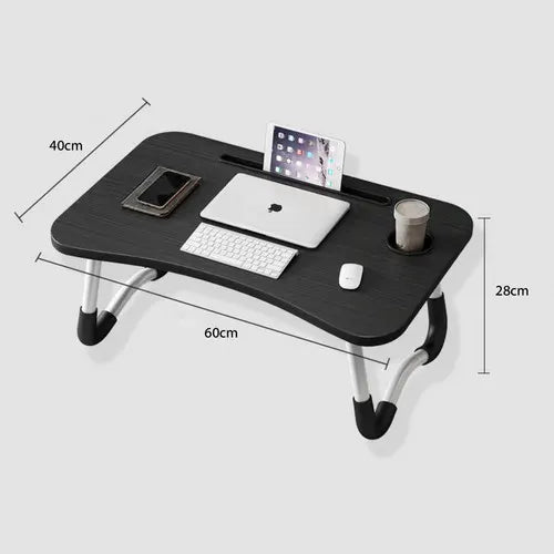 Black Laptop Stand Table Foldable Desk Computer Study Bed Adjustable Cup Slot Tray - Image 8