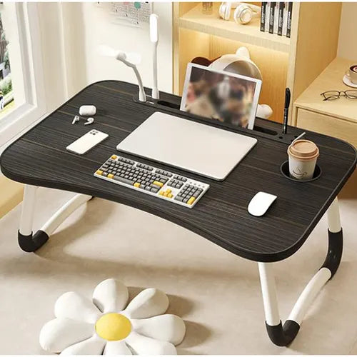 Black Laptop Stand Table Foldable Desk Computer Study Bed Adjustable Cup Slot Tray/linght and Fan - Image 2