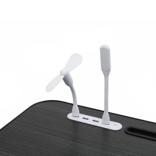 Black Laptop Stand Table Foldable Desk Computer Study Bed Adjustable Cup Slot Tray/linght and Fan - Image 5