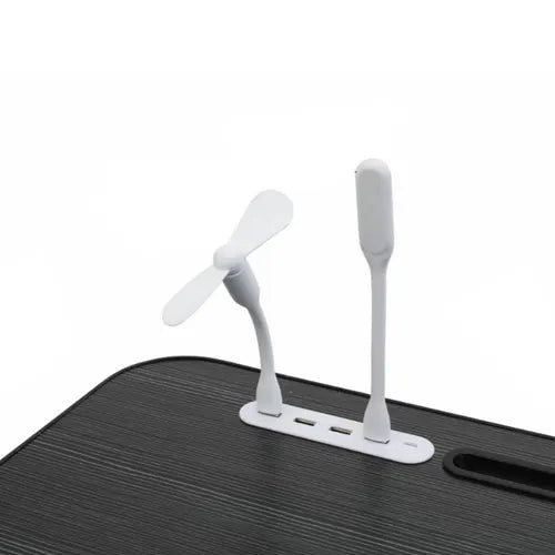 Black Laptop Stand Table Foldable Desk Computer Study Bed Adjustable Cup Slot Tray/linght and Fan - Image 5