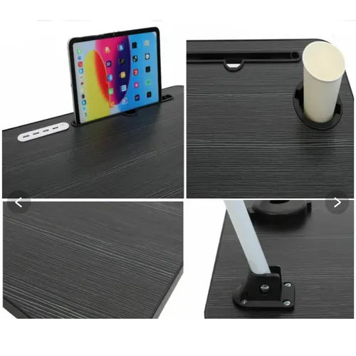 Black Laptop Stand Table Foldable Desk Computer Study Bed Adjustable Cup Slot Tray/linght and Fan - Image 6