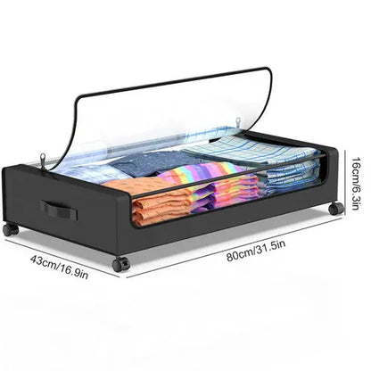 Black Square Under-Bed Storage Rack with Wheels Sturdy Easy to Move for Bedroom AU - Image 5