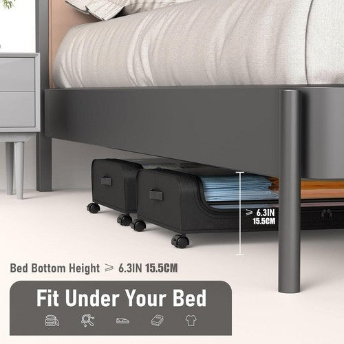 Black Square Under-Bed Storage Rack with Wheels Sturdy Easy to Move for Bedroom AU - Image 7