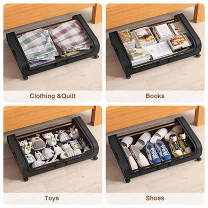 Black Square Under-Bed Storage Rack with Wheels Sturdy Easy to Move for Bedroom AU - Image 9