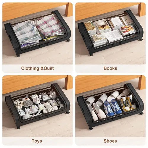 Black Square Under-Bed Storage Rack with Wheels Sturdy Easy to Move for Bedroom AU - Image 9