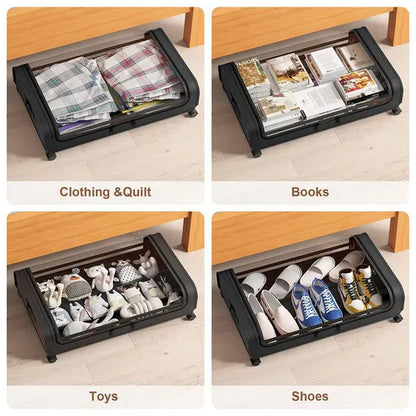 Black Square Under-Bed Storage Rack with Wheels Sturdy Easy to Move for Bedroom AU - Image 9