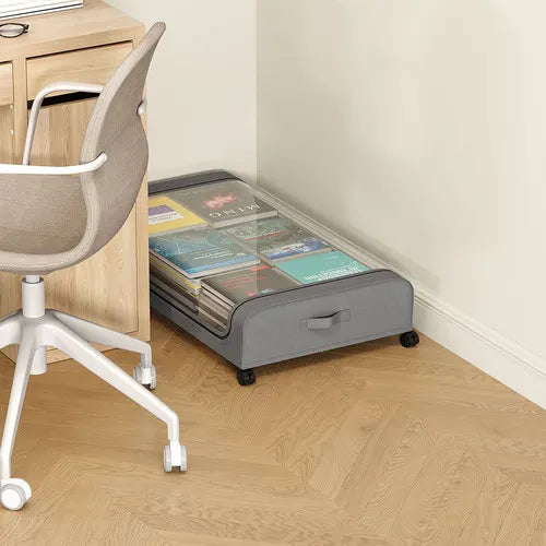 Gray Square Under-Bed Storage Rack with Wheels Sturdy Easy to Move for Bedroom AU - Image 2