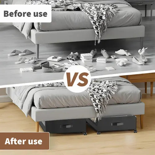 Gray Square Under-Bed Storage Rack with Wheels Sturdy Easy to Move for Bedroom AU - Image 8