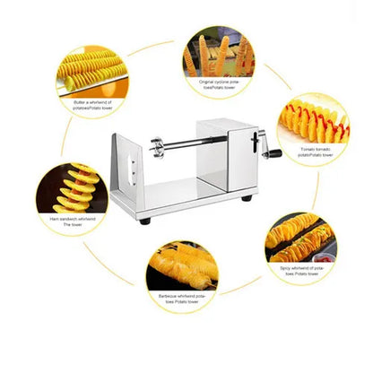 Vegetable Spiral Cutter Potato Twister Tornado Slicer Machine Stainless Steel - Image 2