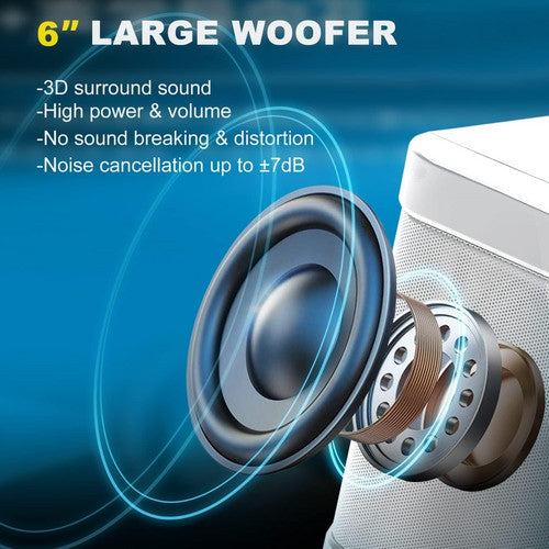 Sliver Karaoke Machine with 2 Wireless Microphones Bluetooth-Compatible 5.0 for Parties - Image 4