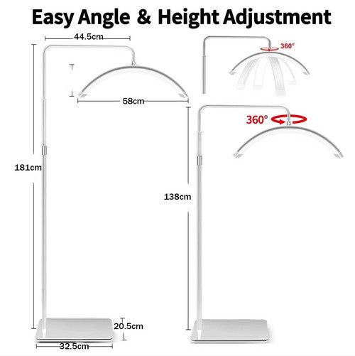 White Half Moon Floor Fill Lamp for Salon Tattoo Eyelash Makeup Beauty LED Lash Light - Image 2